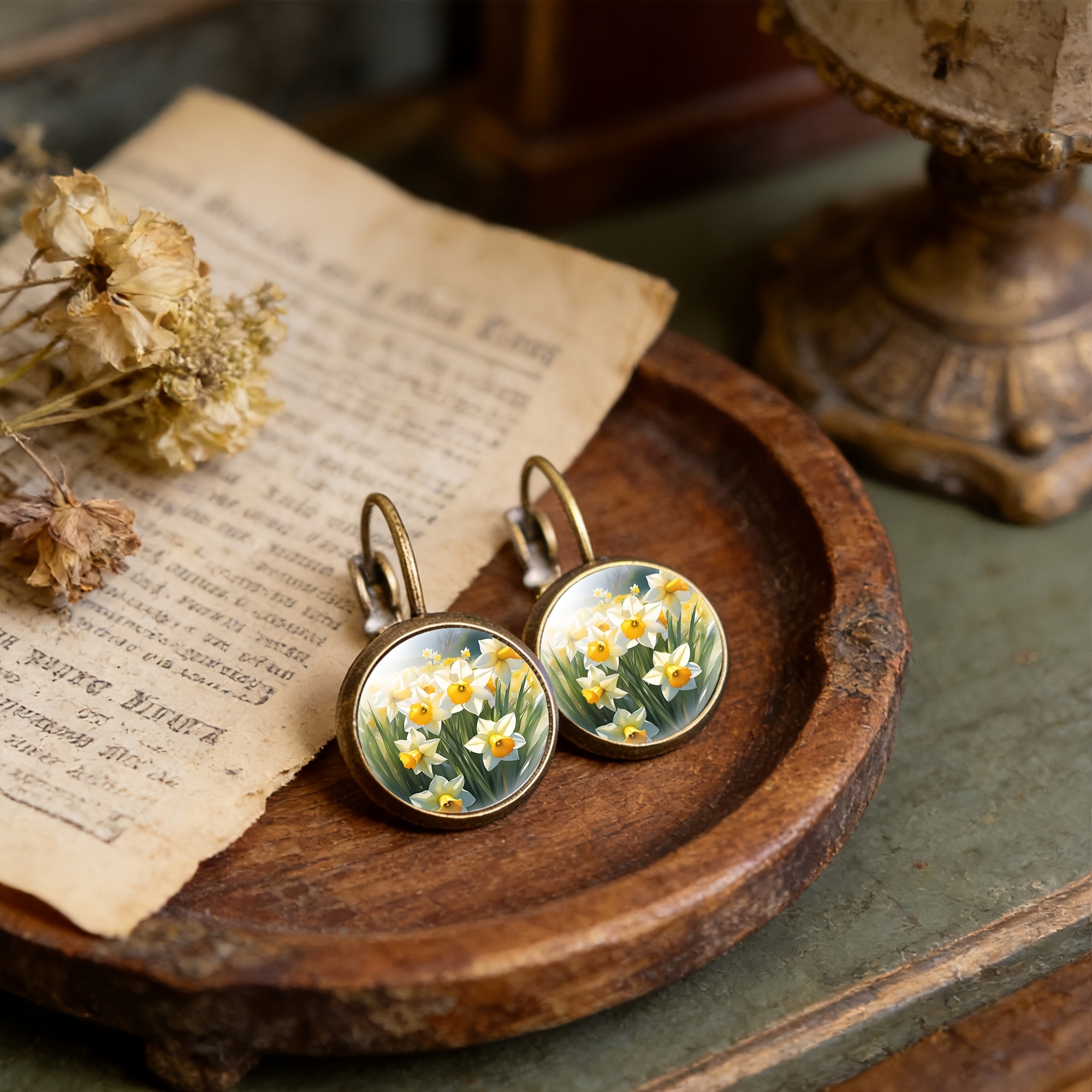 2pcs Cyan Round Classical Earrings Set with Ear Hooks